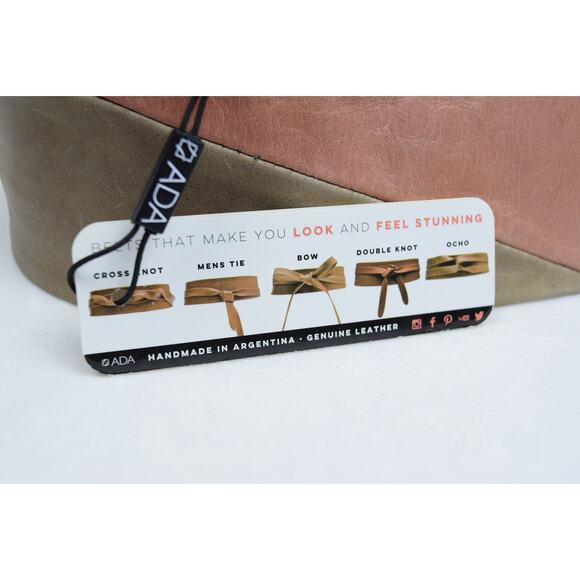 ADA Boho Lagenlook Western Pink Taupe Colorblock Distress Leather Wrap Belt NWT - Picture 8 of 10